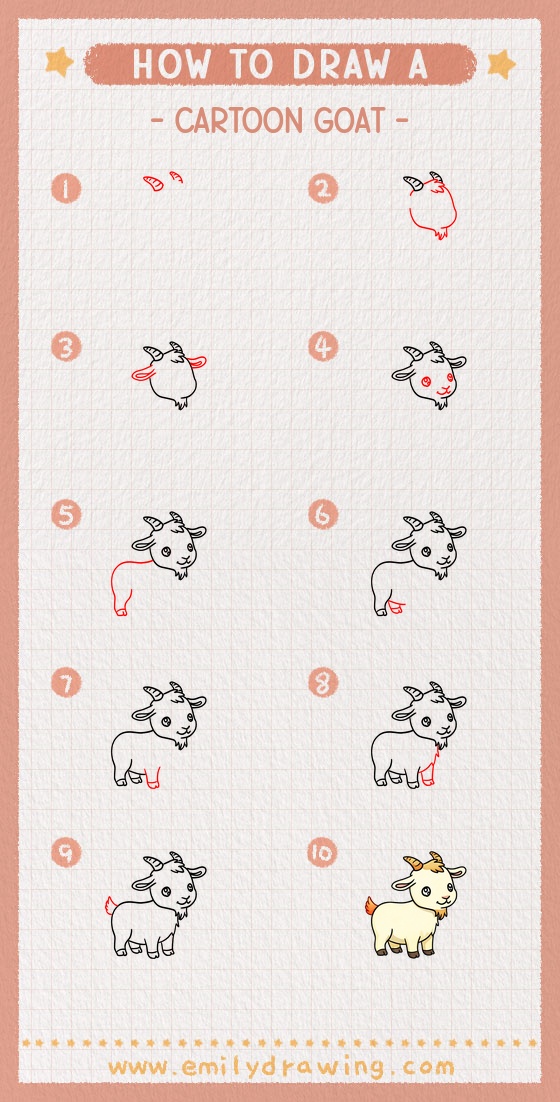 how to draw a cartoon goat pinterest pin